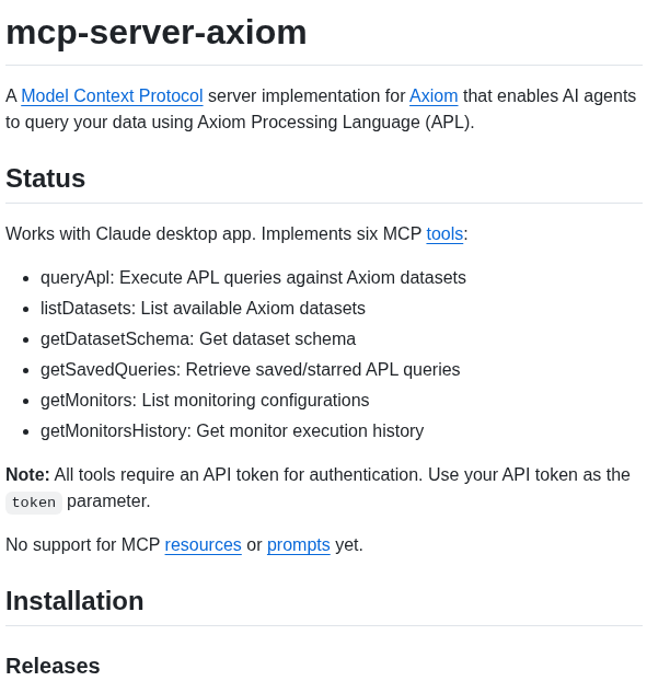 Axiomhq Mcp Server Axiom screenshot