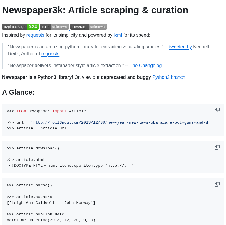 Codelucas Newspaper screenshot