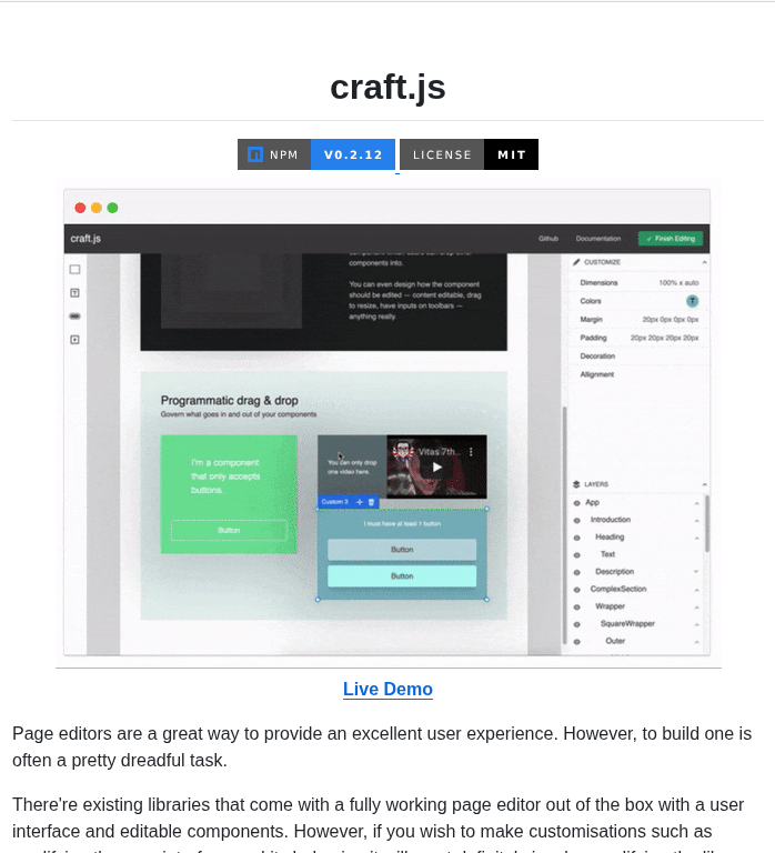 Prevwong Craft.js screenshot