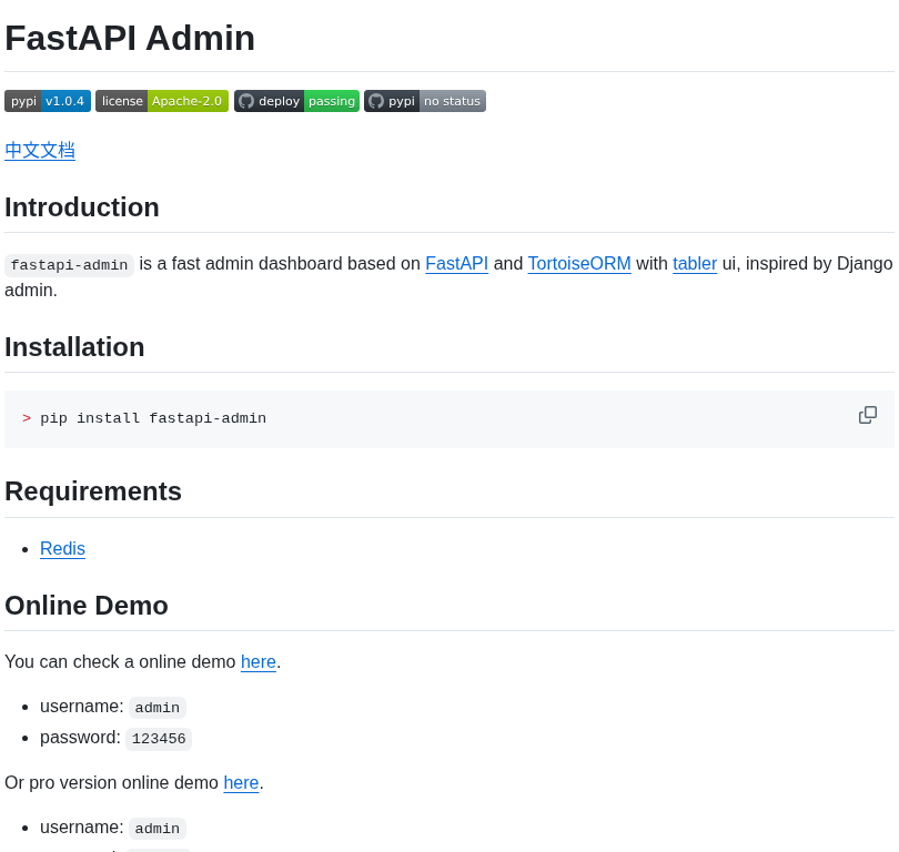 Fastapi Admin Fastapi Admin screenshot