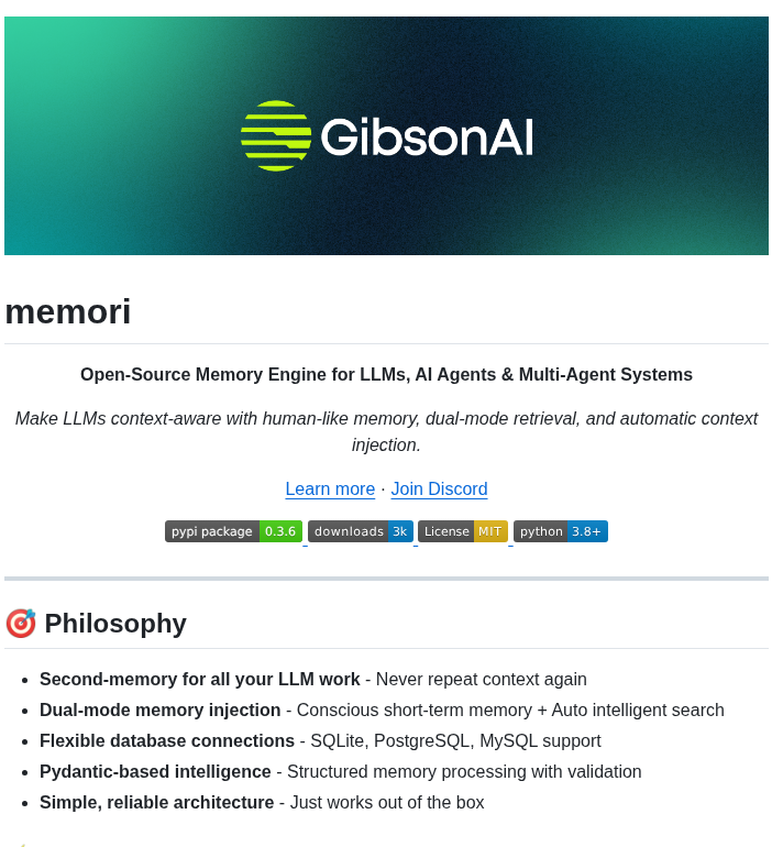 Gibsonai Memori screenshot