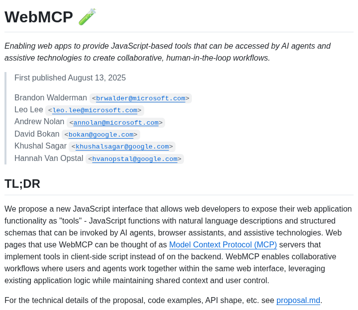 Webmachinelearning Webmcp screenshot