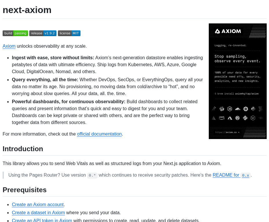 Axiomhq Next Axiom screenshot