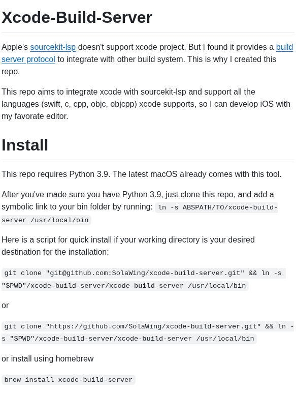 Solawing Xcode Build Server screenshot