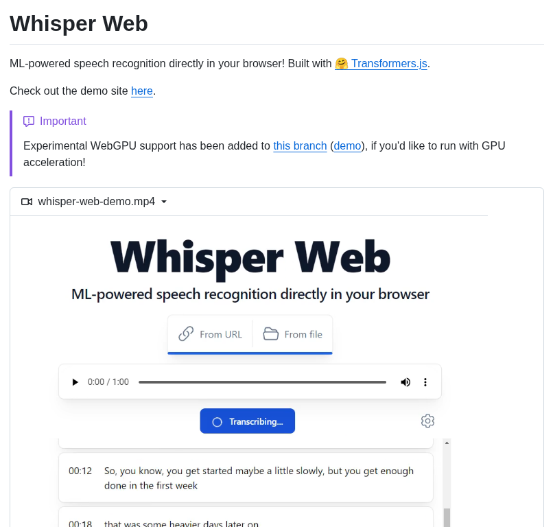 Xenova Whisper Web screenshot