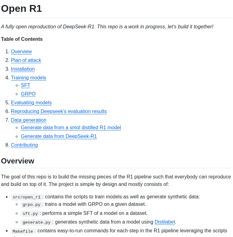 Huggingface Open R1 screenshot
