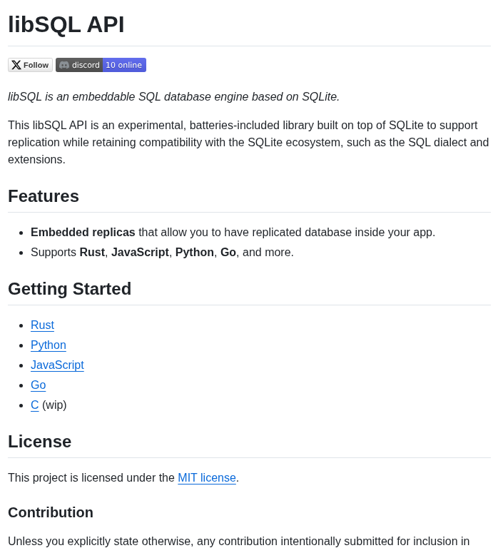 Tursodatabase Libsql screenshot