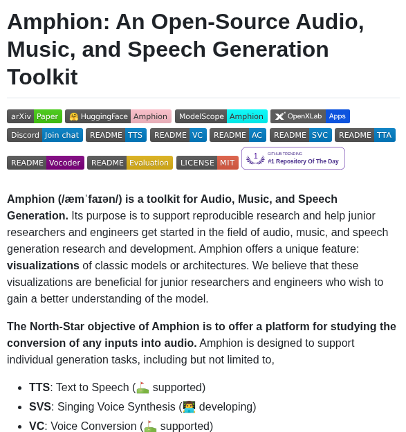 Open Mmlab Amphion screenshot
