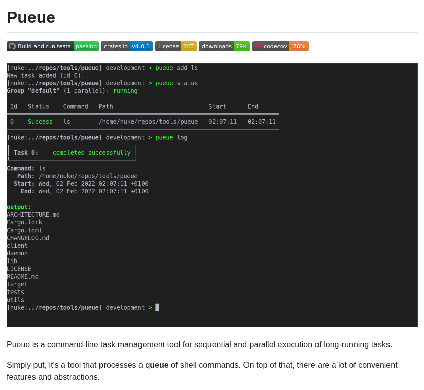 Nukesor Pueue screenshot