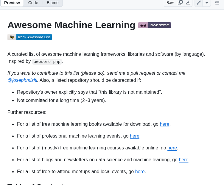 Josephmisiti Awesome Machine Learning screenshot