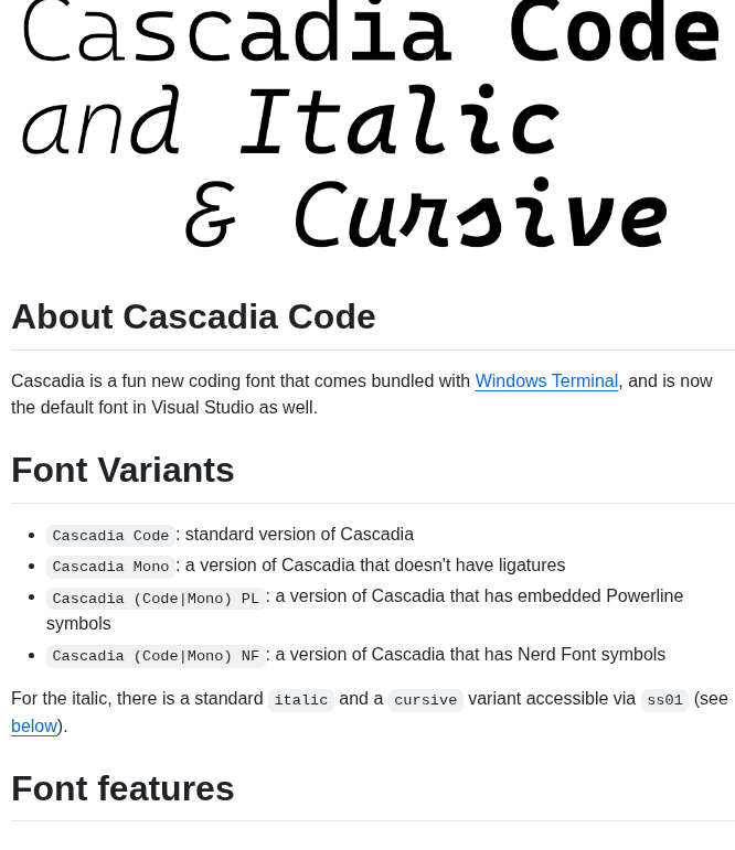 Microsoft Cascadia Code screenshot