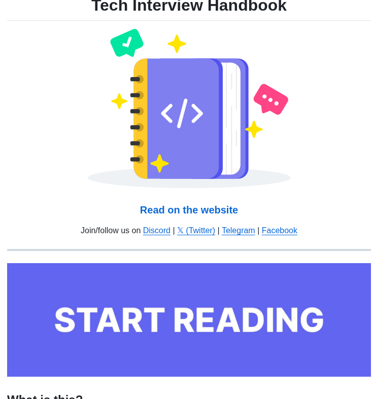 Yangshun Tech Interview Handbook screenshot