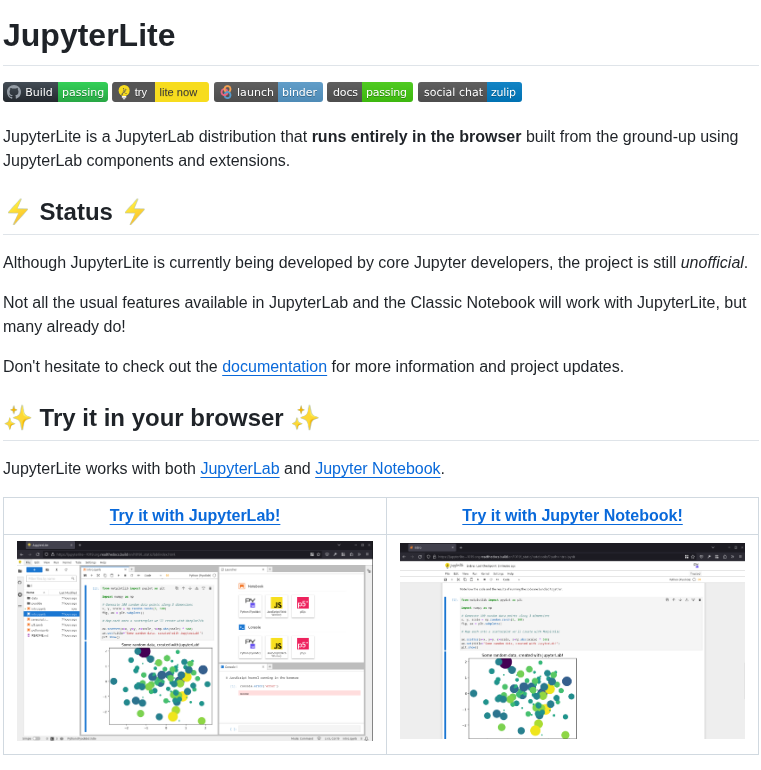 Jupyterlite Jupyterlite screenshot