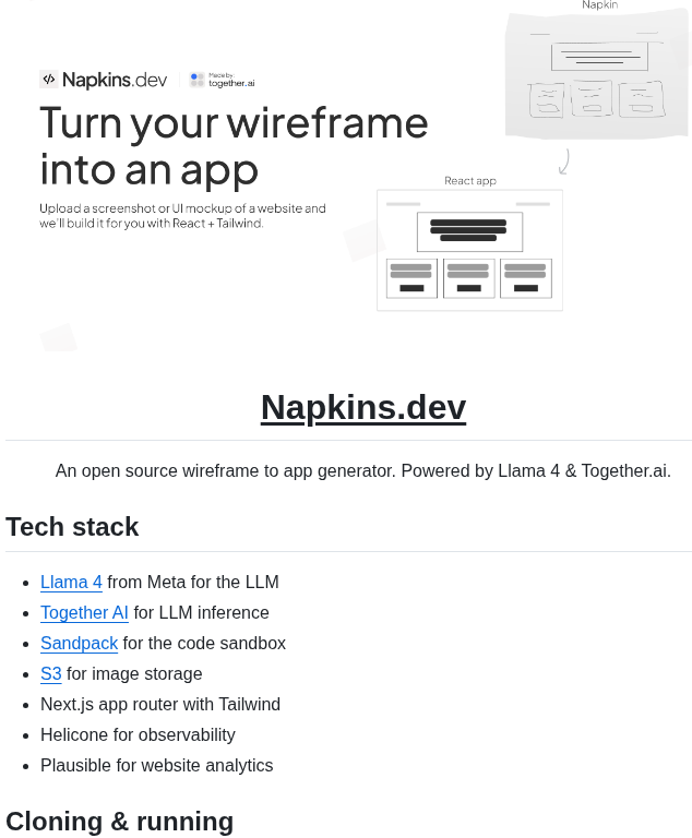 Nutlope Napkins screenshot