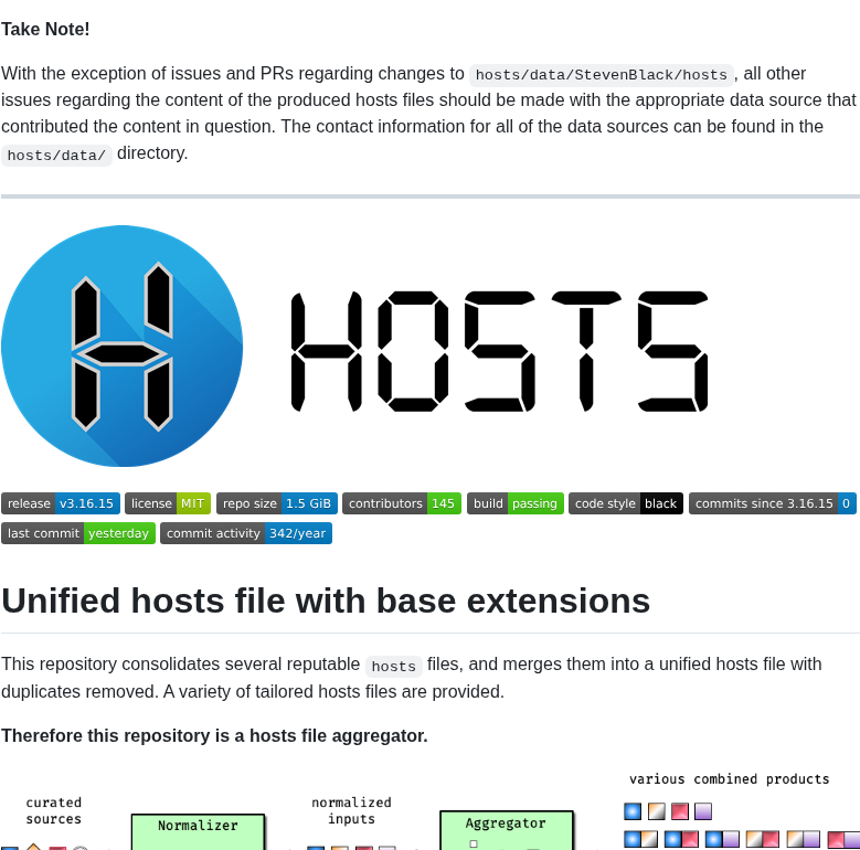 Stevenblack Hosts screenshot