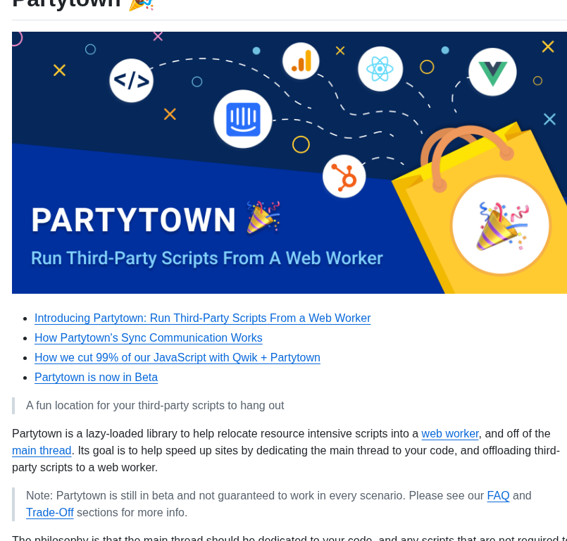 Qwikdev Partytown screenshot