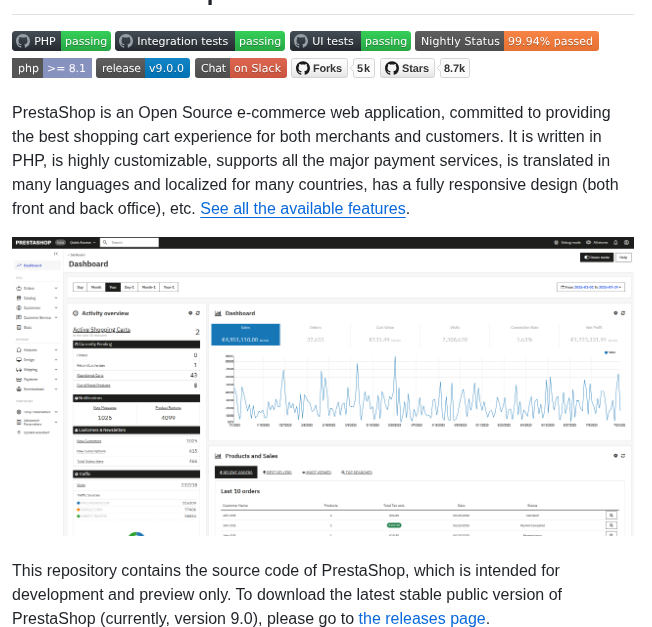Prestashop Prestashop screenshot