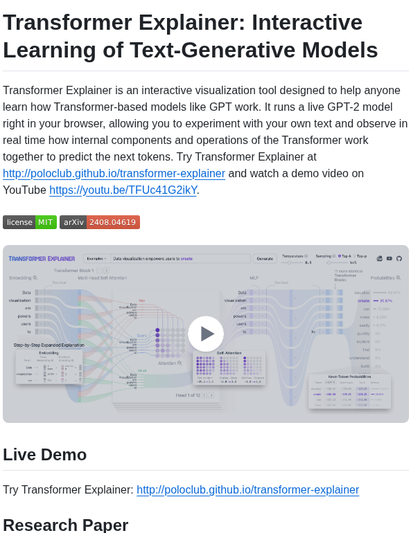 Poloclub Transformer Explainer screenshot