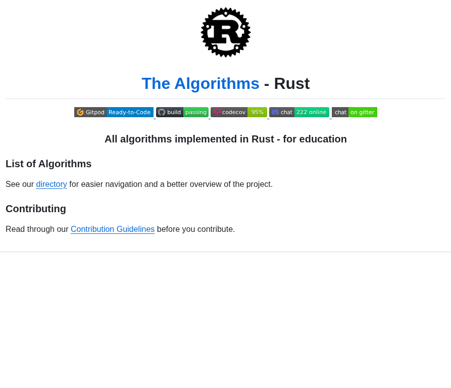 Thealgorithms Rust screenshot
