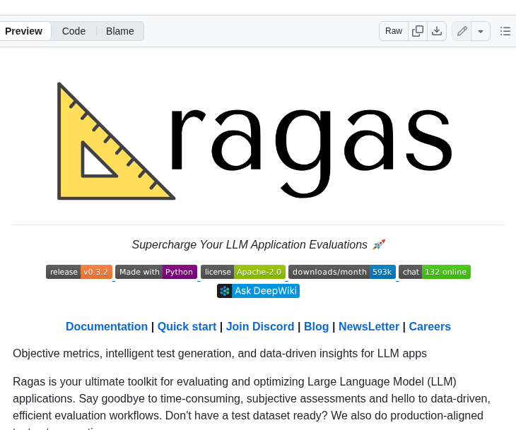 Explodinggradients Ragas screenshot