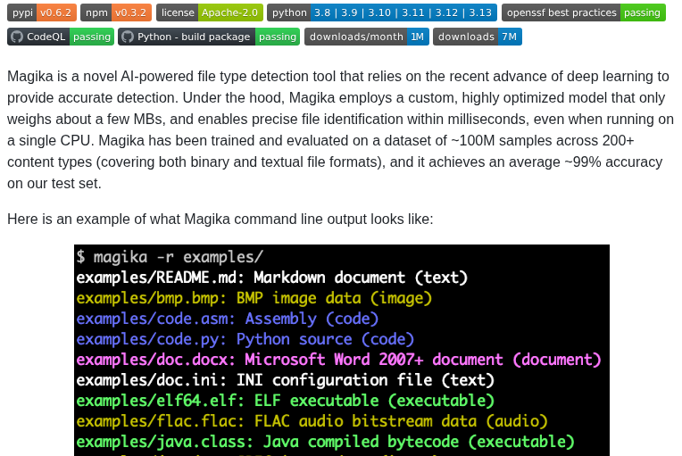Google Magika screenshot