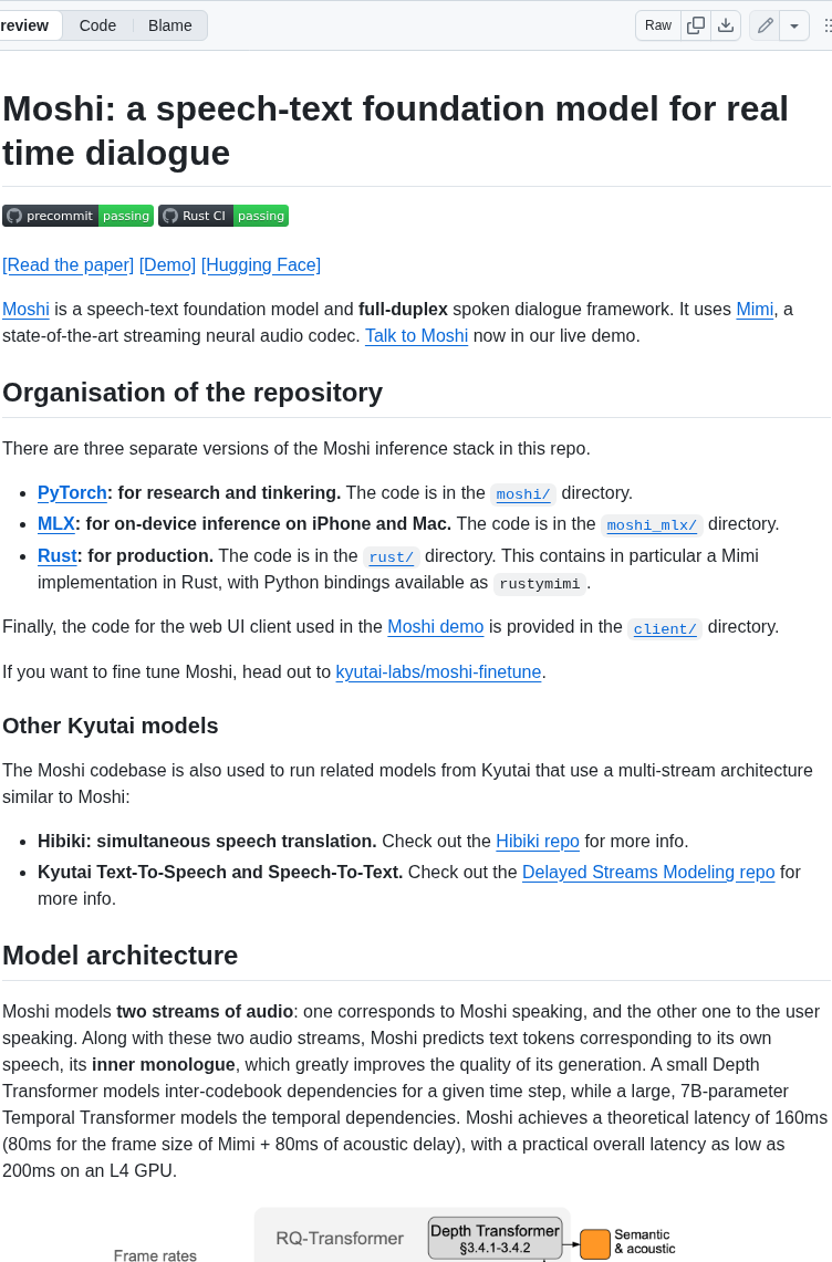 Kyutai Labs Moshi screenshot