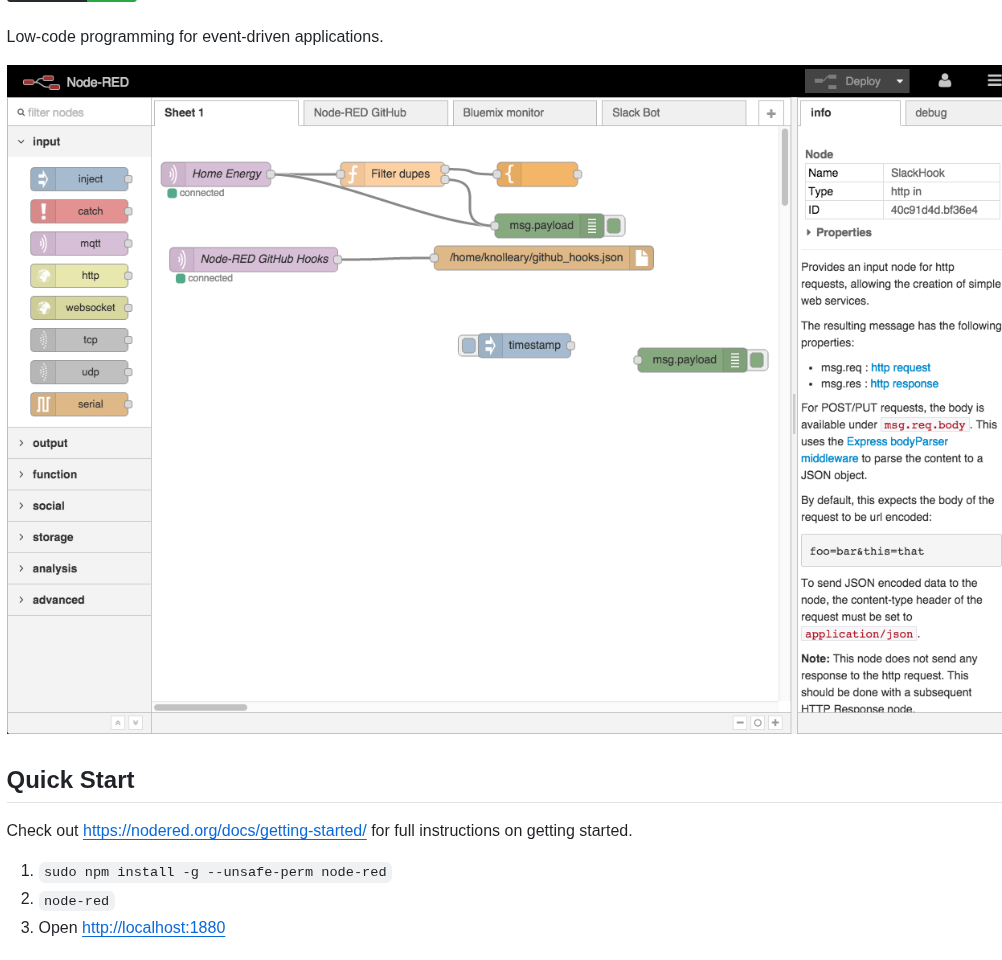 Node Red Node Red screenshot