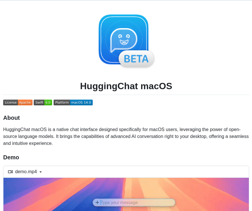 Huggingface Chat Macos screenshot
