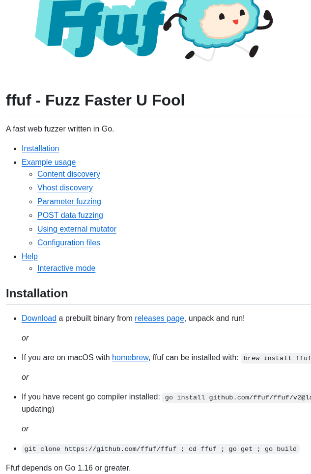 Ffuf Ffuf screenshot