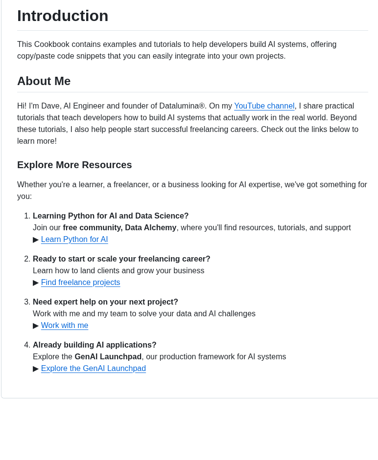 Daveebbelaar Ai Cookbook screenshot