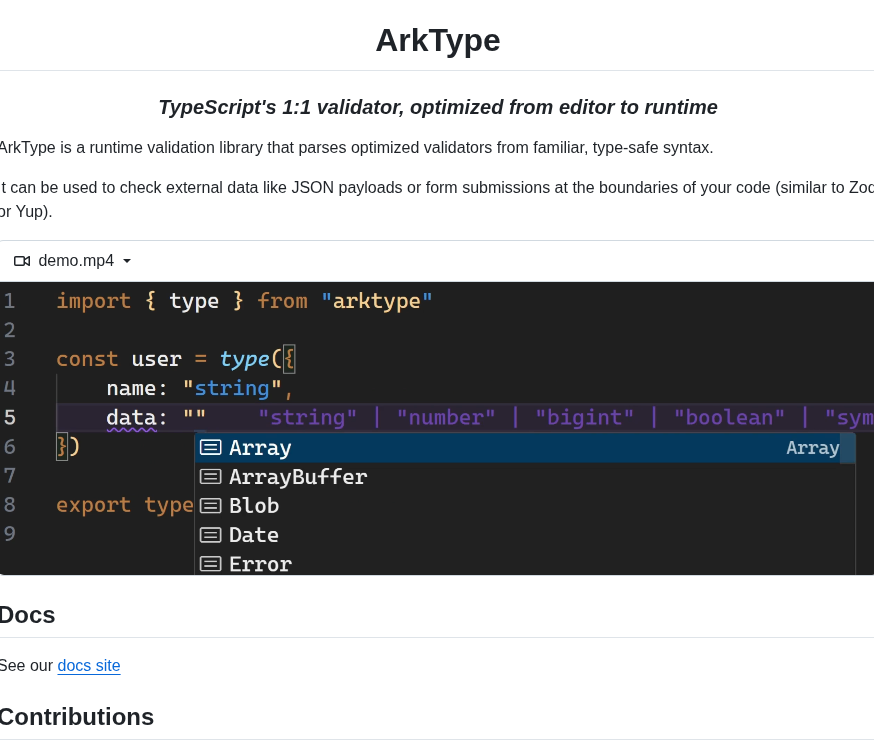Arktypeio Arktype screenshot