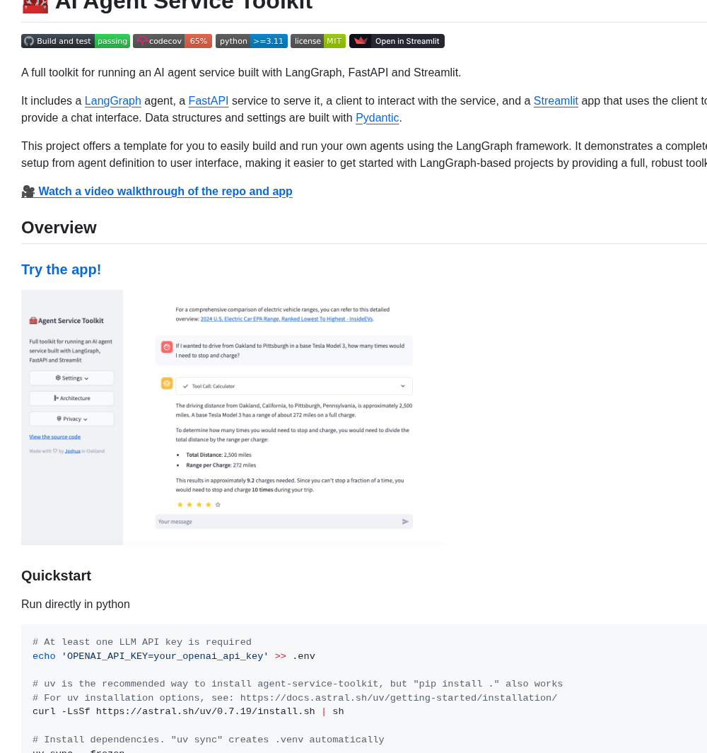 Joshuac215 Agent Service Toolkit screenshot