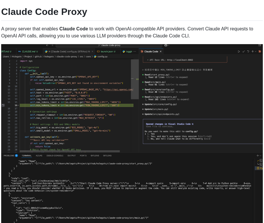 Fuergaosi233 Claude Code Proxy screenshot