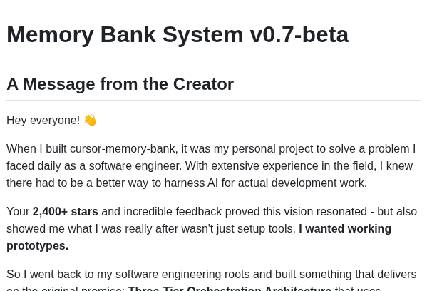Vanzan01 Cursor Memory Bank screenshot