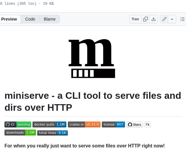 Svenstaro Miniserve screenshot