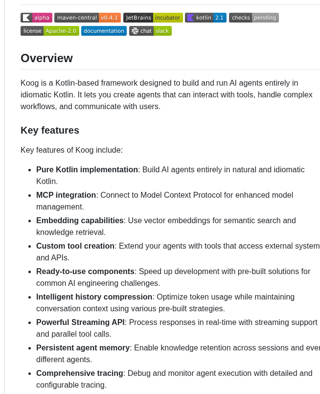 Jetbrains Koog screenshot