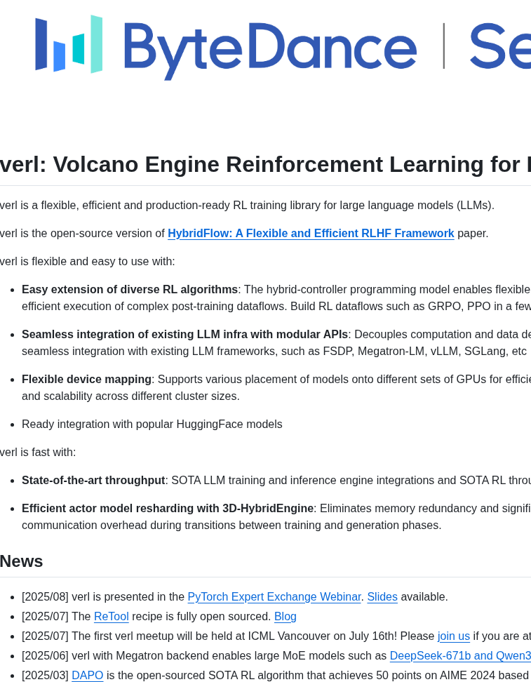 Volcengine Verl screenshot