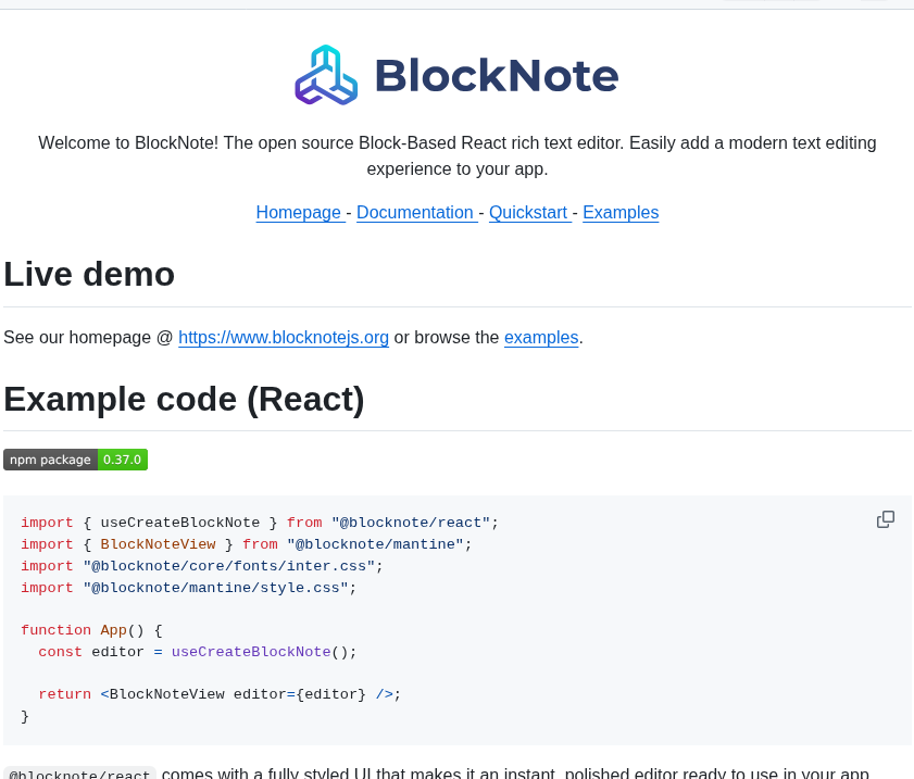 Typecellos Blocknote screenshot