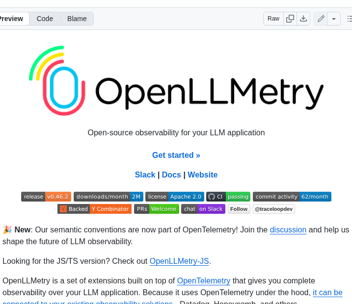 Traceloop Openllmetry screenshot