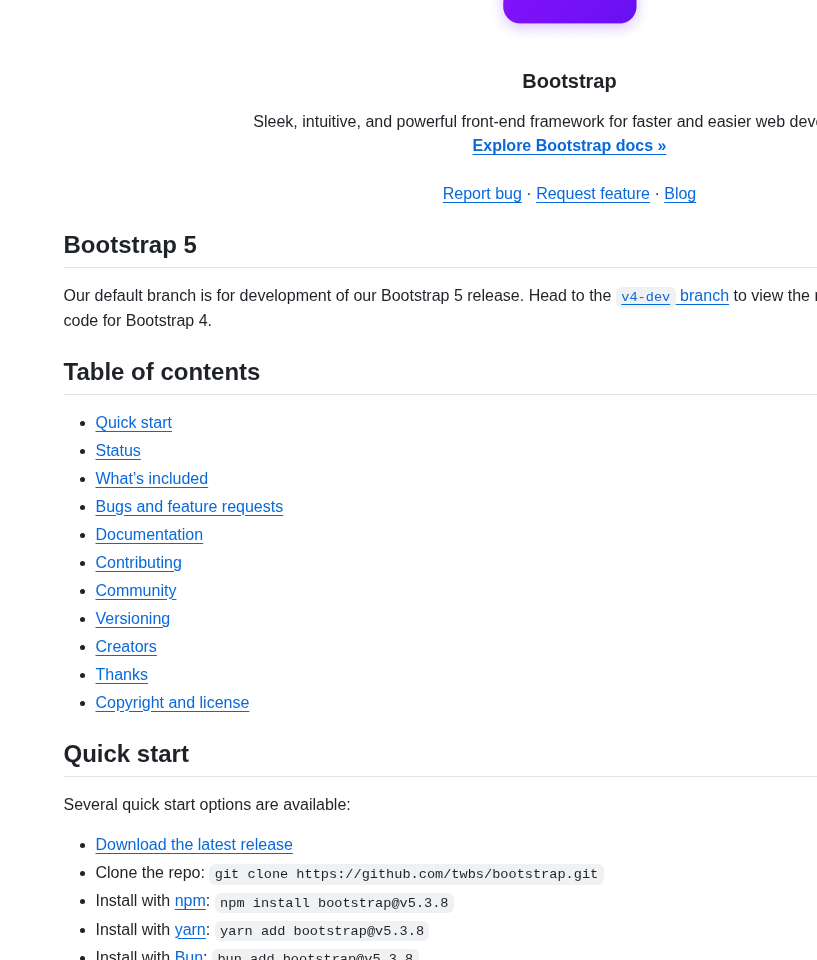 Twbs Bootstrap screenshot