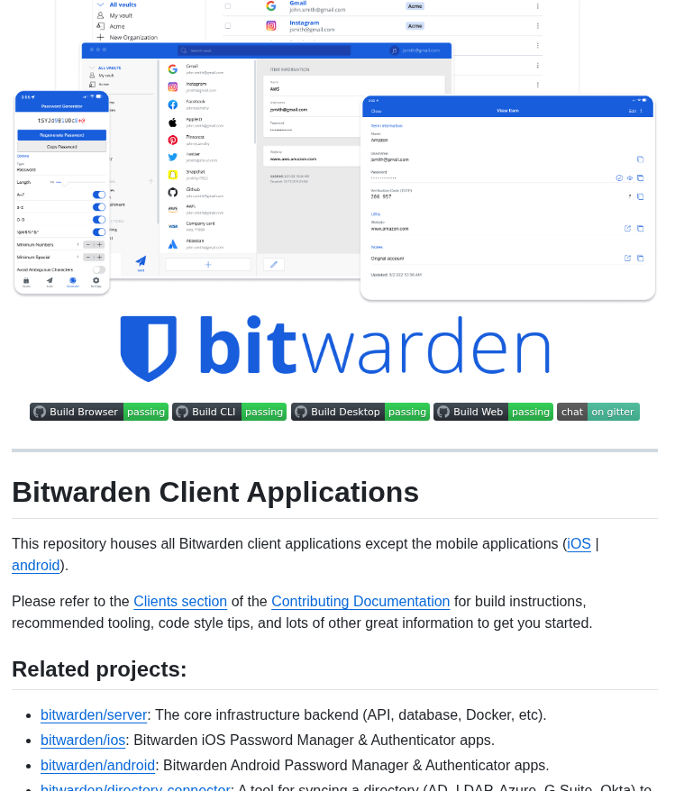 Bitwarden Clients screenshot