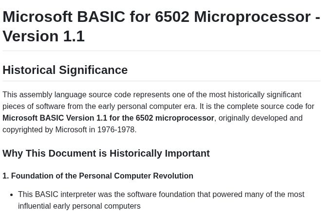 Microsoft Basic M6502 screenshot