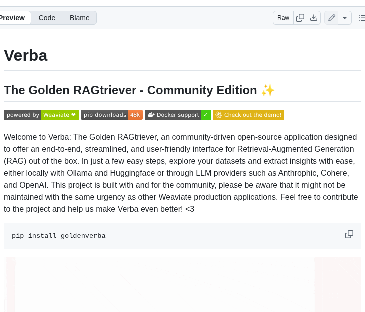 Weaviate Verba screenshot