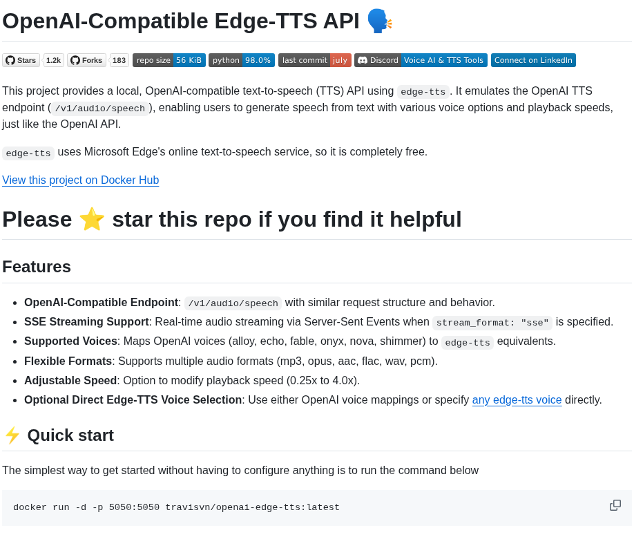 Travisvn Openai Edge Tts screenshot