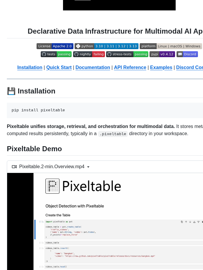 Pixeltable Pixeltable screenshot