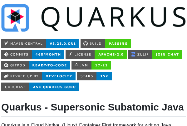 Quarkusio Quarkus screenshot