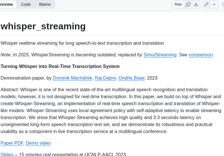 Ufal Whisper_streaming screenshot