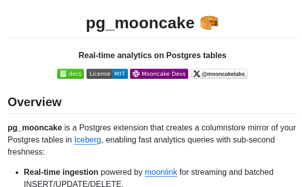 Mooncake Labs Pg_mooncake screenshot
