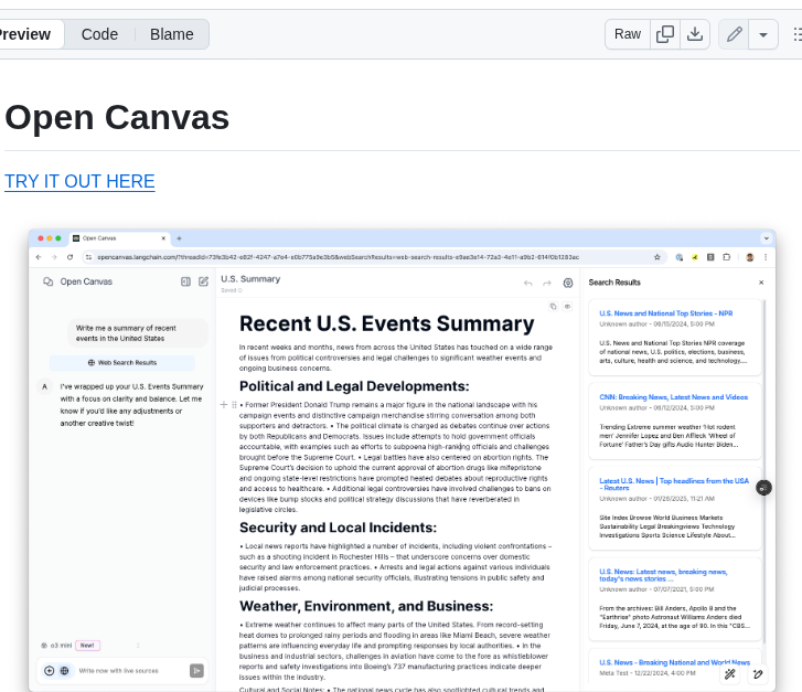 Langchain Ai Open Canvas screenshot