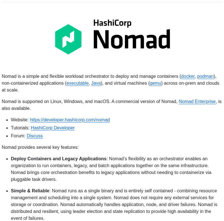 Hashicorp Nomad screenshot
